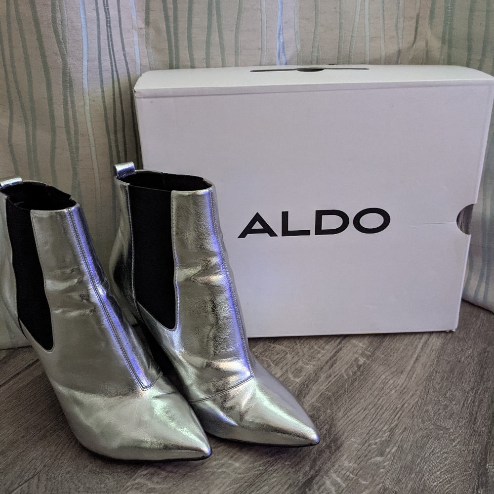 Aldo Silver Ankle Boots